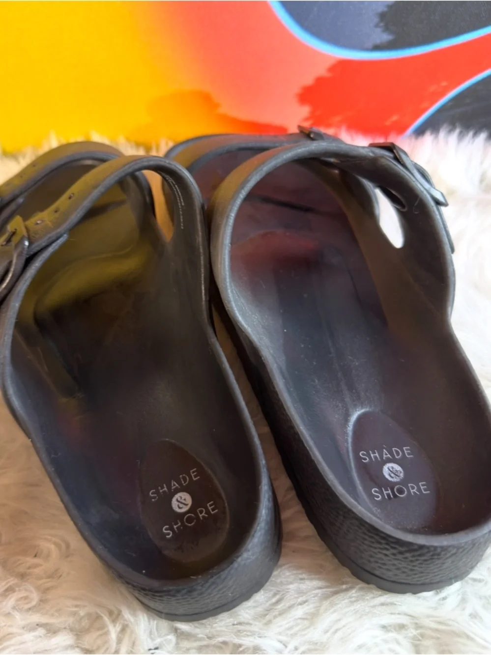 Shade & Shore Dual-Buckle Slide Sandals‎ - Black Sz 9 (TXABIN)